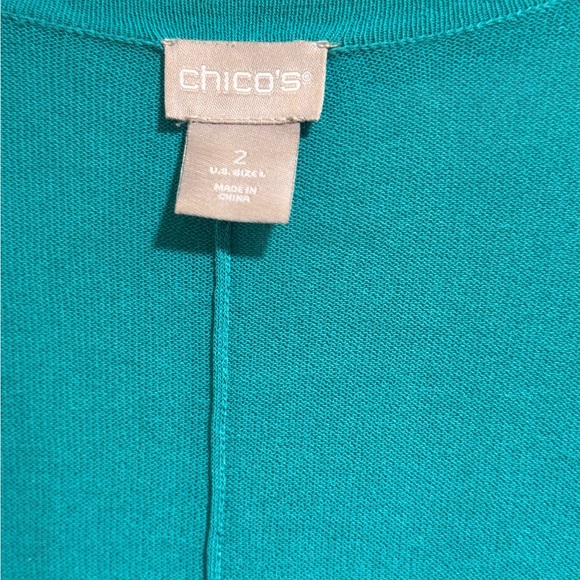 Chico's Women’s Vibrant Teal Knitwear Open Cardigan Size 2 L - Picture 2 of 10